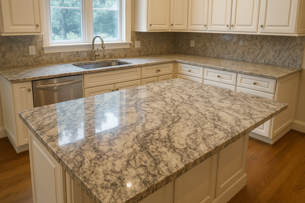 Spacious kitchen featuring countertops and undermount sink with white cabinetry